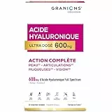 Acide Hyaluronique Ultra dosé 600 mg GRANIONS - Biotine - Hydratation intense peau - Niacinamide - Complexe Vitamine B - Anti-ride - Stimule production collagene - Vegan - Fabriqué en France