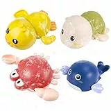 Jouet de Bain Bébé,4 Pièce, Jeux de Bain, Animaux Jouets Flottants, Jouet à Remonter Bain, Jouets Flottants, Jouet de Piscine, Salle de Bain Jouets, Jouets de Bain pour Garcon Fille