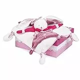 Doudou et Compagnie - Doudou Plat - Lapin Cerise Rose et Blanc - Boite Cadeau - 17 Cm - Idée Cadeau de Naissance Fille - Garantie Doudou Perdu - DC2703