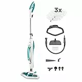 Polti Nettoyeur Vapeur Vaporetto SV450 Double, 2-en-1, Balai ou Nettoyeur à Main, 13 Accessoires Inclus dont 3 Serpillères, Réservoir Amovible, Chauffe rapide en 15 secondes, Bleu Clair et Blanc