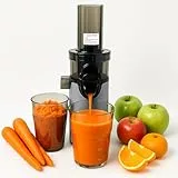 JuiceInstant Extracteur de jus compact pour fruits et légumes, pressé à froid, presse-agrumes électrique sans BPA, avec tamis, anti-goutte, mixeur lent qui conserve les vitamines (Gris)
