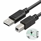 1.8M Câble MIDI USB B vers USB A pour Instruments,Compatible avec Pianos,Claviers MIDI,Contrôleurs MIDI,Interfaces Audio,Câble USB-B pour Connexion Fiable avec MacBook,PC,et Ordinateurs de Musique