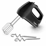 Moulinex Quick Mix, Batteur à main, 300 W, Fouets et crochets pétrisseurs en acier inoxydable, Poignée ergonomique, 5 vitesses + pulse HM3108B1, Noir