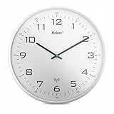 Mebus 13080 Horloge Murale Radio-pilotée silencieuse avec Cadre Blanc et Cadran Blanc Idéal pour Le Salon et la Cuisine 30 cm