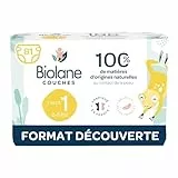 BIOLANE - Couches bébé taille 1 - (2-5 kg) - Peaux Sensibles - Ultra-Absorbant, Pas de Fuite, jusqu'à 12h au Sec - Confort & Protection - Demi pack 81 couches - Fabriqué en France