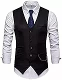 Showu Paisley Gilet Homme sans Manches Slim Fit Ancien Rétro Double Boutonnage Costume Blazers (Noir2, M)