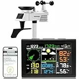 Sainlogic Station météo WiFi professionnelle avec capteur extérieur, station météo Internet sans fil avec pluviomètre, prévisions météo, jauge de vent, Wunderground, noir