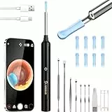 VITCOCO Otoscope Oreille, Cure Oreille Camera 1296P FHD 3,5mm Avec 6 LED,Nettoyeur Oreille Camera Otoscope Avec 7 Accessoires Cure Oreille aux IOS et Android(Noir)