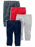 Simple Joys by Carter's 4-Pack Neutral Pant Pantalons, Bleu Foncé/Gris Chiné/Gris Foncé/Rouge, 24 Mois (Lot de 4) Unisex-Baby