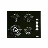 CATA CI 631 BK A/A Plaque à Gaz Butane 4 Feux. 1 Triple Couronne. Pour Cuisinière à Gaz Naturel. Largeur 59 cm Puissance totale de 8 Kw Tiges et brûleurs émaillés.
