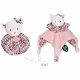 DOUDOU ET COMPAGNIE - Peluche Chat Rose 3 en 1 Réversible : 1 Chat + 1 Marionnette = 1 Petit Sac pour se Promener - 25 cm - Collection Petits Futés - Idée Cadeau - Garantie Doudou Perdu - ‎DC3933