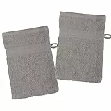 Stof - Lot de 2 Gants de Toilette - Taille 15x21 cm - 100% Coton Bio - Couleur Taupe - Modèle Lagune - Linge de Bain - Doux et de Bonne qualité - Certifié Oeko Tex