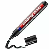 edding 330 Marqueur permanent - noir - 1 stylo - pointe biseautée 1-5 mm - sèche vite, résiste à l'eau et aux frottements - pour carton, plastique, bois, métal, verre