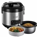 Russell Hobbs Cuiseur de Riz [2en1 - Simple & Rapide] Classic (1,2L, Panier Vapeur, Couvercle Verrouillable, Maintien au Chaud Auto, Bol Antiadhésif Amovible) 27080-56 (Exclusivité Amazon)