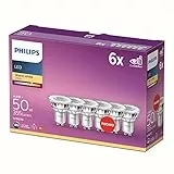 Philips LED classic, Ampoule équivalent 50 W, GU10, Lot de 6, Blanc Chaud (2700 Kelvin), 355 Lumens, Réflecteur