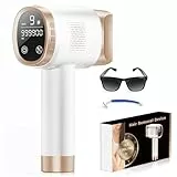 Épilateur Lumière Pulséee avec Fonction de Refroidissement, Écran Tactile LCD, Onde Lumineuse Rouge 600-1200 NM, Fonction HR/SC/RA, 9 Niveaux D'énergie, Épilation Laser pour Femmes et Hommes, Blanc