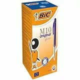 BIC Ecriture M10 Original Stylos-Bille Rétractables Pointe Fine (0,8 mm) - Encre De Couleur Bleue, Boîte de 50