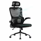 LIYURUI Chaise de Bureau Ergonomique, Chaise Pivotante sur roulettes, Chaise de Bureau avec Hauteur et Appui-tête réglables, Support Lombaire, Chaise Inclinaison à 125°, Maille Respirante, 360°