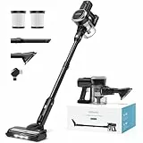 Lubluelu Aspirateur Balai sans Fil 27000pa, Aspirateur sans Fil Puissant 220W, 50min d'Autonomie Aspirateur avec Brosse Anti-Emmêlementet et 2 Filtre pour Sol Dur, Tapis et Poils d'animaux.