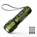 Lighting EVER Lepro Lampe Torche L8000 Puissante, Lampe de Poche Zoomable Étanche IPX4, 3 AAA Piles Compris, Design Compact pour Camping, Randonnée, Urgences, Promener un Chien, Vert