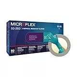 Ansell Microflex 93-260 Gants Jetables Protection Chimique, Protection Acides, Liquides et Solvants, Formulation Brevetée Ultra Résistante, Manchette Longue, Vert (50 Gants)