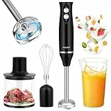 Dreamhigh Mixeur Plongeant Professionnel 4-en-1, Mixer Plongeur Électrique 500W avec 2 Vitesses, Inclus Fouet, Hachoir 500ml & Verre Doseur 700ml – Idéal pour Purées, Soupes & Smoothies