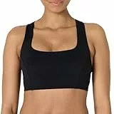 Amazon Essentials Soutien-Gorge de Sport Active FormFlex Ultra Doux, Dos Nageur et Encolure Carrée, Soutien Léger Femme, Noir, L