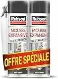 Rubson Mousse Expansive Multi-usages(Lot de 2), Mousse Polyuréthane Pour Isolation, Calage Et Rebouchage, Ultra Blanche, 15 Litres D'expansion