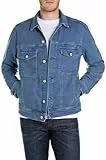 Replay Mv868 Veste en Jean, 009 Medium Blue, L Hommes