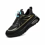 GemChve Chaussures de Sécurité Hommes Femmes Ultra Légère Basket Securite Confortable Antidérapantes Respirantes Steelcap Chaussure de Travail Black 46EU