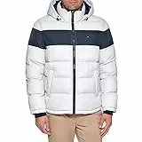 Tommy Hilfiger Down Alternative Hooded Puffer Jacket (Standard and Big & Tall) Manteau Duvet, Rayures Ice Midnight, L Homme