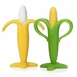 Nuby Jouet de Dentition en Forme de Banane et Maïs - Silicone - 2 Pack - 3 plus Mois