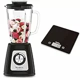 Moulinex Blender mixeur électrique, Bol verre 1,75 L, Puissance 800 W, Verrouillage sûr, Ergonomique, Broyeur à grains, Smoothies, Glace pilée, Blendforce, Noir LM430810 & Terraillon Balance de