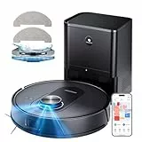 Proscenic Q8 Max Aspirateur Robot,8000Pa 200Mins Robot Aspirateur Laveur avec Serpillière et Vidage Automatique Station,Navigation Lidar,Multi-étage Cartographie,pour Poils Animaux Tapis Sols Durs
