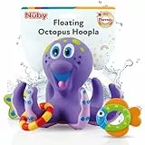 Nuby - Jouet de Bain pour Bébé - Pieuvre Intéractive Flottante avec Anneaux de Bain - Jouet de Bain Stimulant La Coordination œil-Main de Vos Petits - Idéal pour Les + 18 Mois - Violet