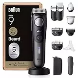 Braun Tondeuse A Barbe Electrique Pour Hommes Series 9 BT9565, Titane, Etanche, Coffret De Rasage Avec +14 Outils De Barbier, Lame Pro Blade, 52 Longueurs Pour Raser Le Visage, Kit Avec Accessoires