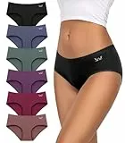 Culotte Femme Coton Taille Moyenne – 95% Coton Peigné Doux – Lot de 6 Couleurs,M
