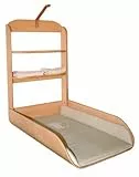 roba Table à Langer Murale Rabattable en Bois Naturel + Matelas de Change Imperméable Liebhabaer Imprimé Ourson - 2 Étagères Pratiques - peu Encombrante - Supporte Jusqu'à 11 kg