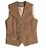 Solovedress Gilet de costume vintage en laine pour homme - Coupe droite - Pour mariage, marron, L