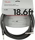 Fender Câble pour Instrument Professional Series noir - 5,6 mètres - droit,coudé, Parfait pour les Guitaristes et les Bassistes, ainsi que pour les Autres Musiciens