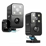 ieGeek 2K Rotation à 180° Camera Exterieur sans Fil Batterie, Vision Nocturne Couleur, Audio Bidirectionnel, Détection de Mouvement AI et PIR, Alexa, Local/Cloud, IP65, S3, Noir, 2pcs