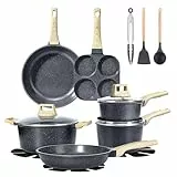 GiPP Set de Poêles et Casseroles avec Revêtement Céramique Antiadhésif - 17 Pièces Induction Lot de Poele, Batterie de Cuisine Sans Toxiques, Convient à Différents Types de Cuisinières