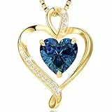 LAVUMO Collier Coeur pour Femme Argent Sterling 925 Or Rose Pendentif D'amour pour Femme Colliers Cadeaux pour Elle Cadeau de Noël Anniversaire,Chaîne Réglable Hypoallergénique (Or-09-Septembre)