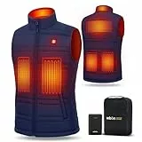 UNBON Gilet Chauffant Homme avec Batterie USB 10000mAh, Veste Chauffante Homme avec 3 Températures 6 Zones 005-2 (FR/ES, Alpha/lettres, S, Taille normale, Taille normale, Bleu)