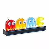 Pac-Man Lampe de Bureau Fantômes - Officiellement Licenciée, Réactif au Son avec 3 Modes de Lumière, Alimentée par USB ou Piles, Décor Salle de Jeu, Cadeau Gamer Rétro