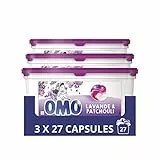 OMO Lessive Capsules 3en1 x81, Lavande & Patchouli aux Essences Naturelles, un Parfum Apaisant, Eco pack 81 capsules (Lot de 3x 27 lavages)