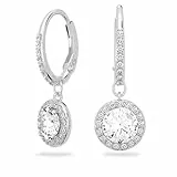Swarovski Pendants d'oreilles Angelic, Taille ronde, Blanches, Métal rhodié
