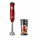 Russell Hobbs Mixeur plongeant [Puissant] Desire Rouge (2 vitesses, bol mixeur/doseur lavable lave-vaisselle 700ml, sans BPA, mixeur pour smoothie,purées, soupes, sauces, aliments pour bébés) 24690-56