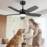 Airwit 106cm Ventilateur Plafond avec Lumiere Double Face Pale, Silencieux Ventilateur de Plafond avec Telecommande et Réversible DC Moteur, LED Lampe Ventilateur Plafond pour Chambre Salon Cuisine