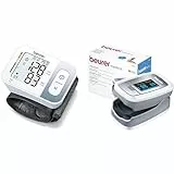 Beurer BC 28 Tensiomètre à Poignet & PO 30 - Oxymètre de pouls digital pour la mesure de la saturation en oxygène dans le sang et le pouls, 61 x 36 x 32 mm, 57 gr, blanc et argent